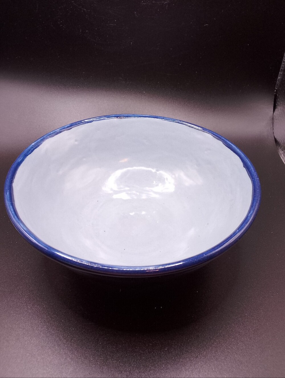 Artisan Pottery 2 Tone Blue Bowl Signed 6"